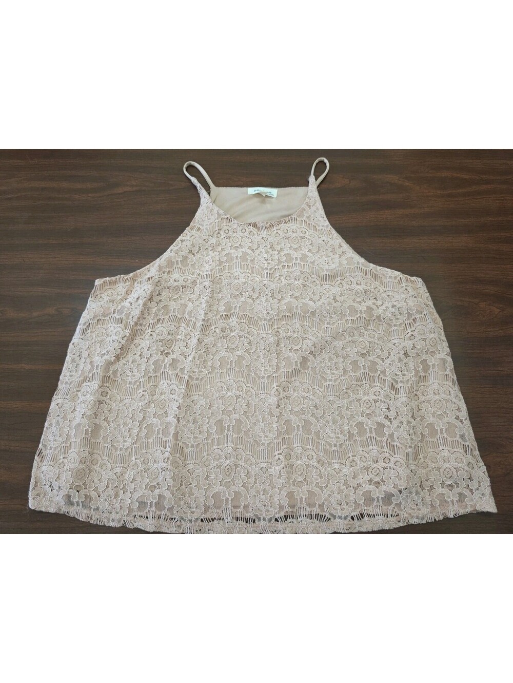 Monteau XL Blush Lace Tank Top Floral Cami Boho Coquette Ballet Core Lined